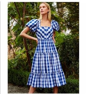 Antonio Melani Amara Gingham Tiered Flounce Hem A-Line Midi Dress